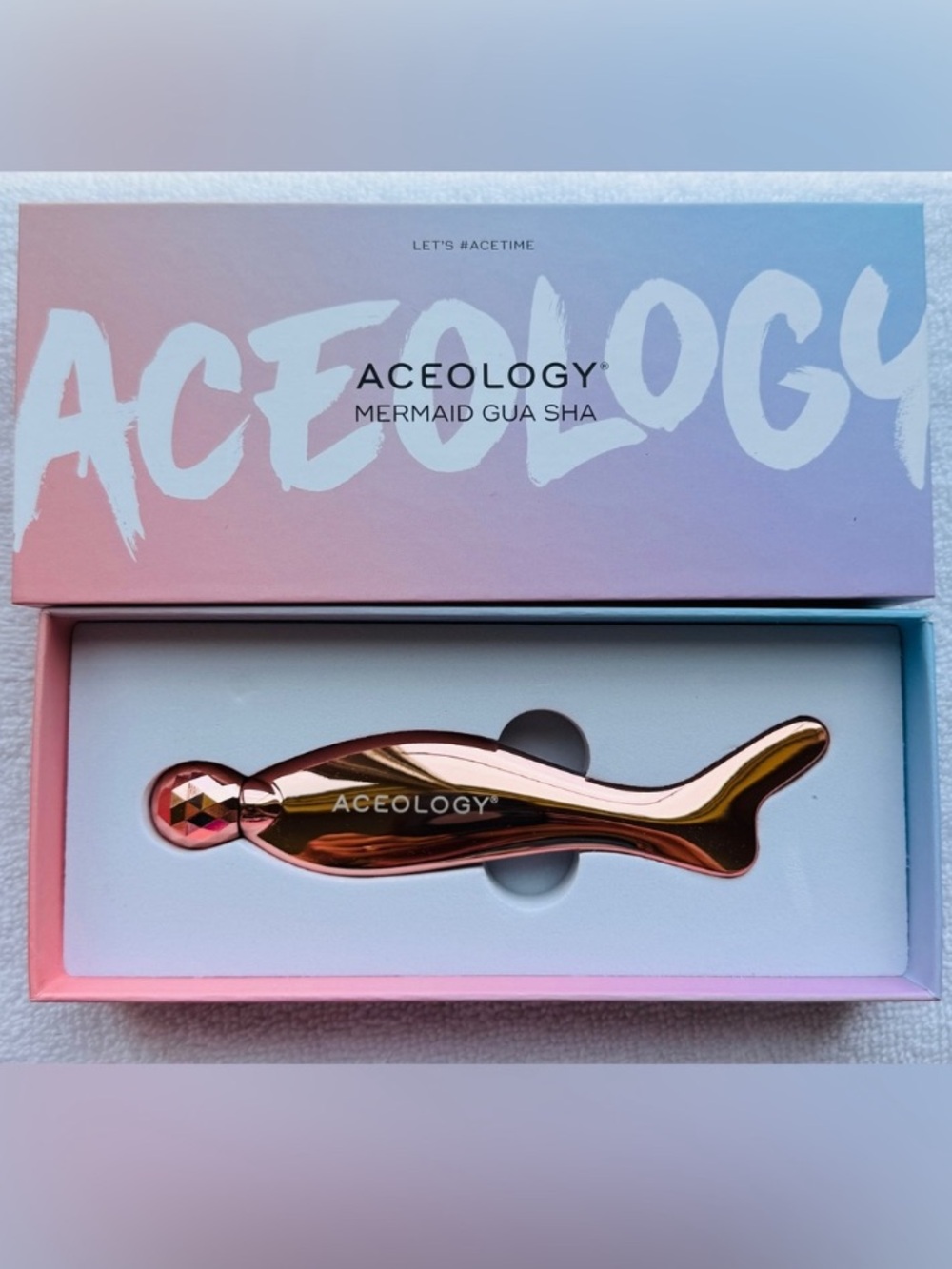 Aceology Mermaid Gua Sha Facial Massage Tool in Rose Gold NEW! Face massage tool